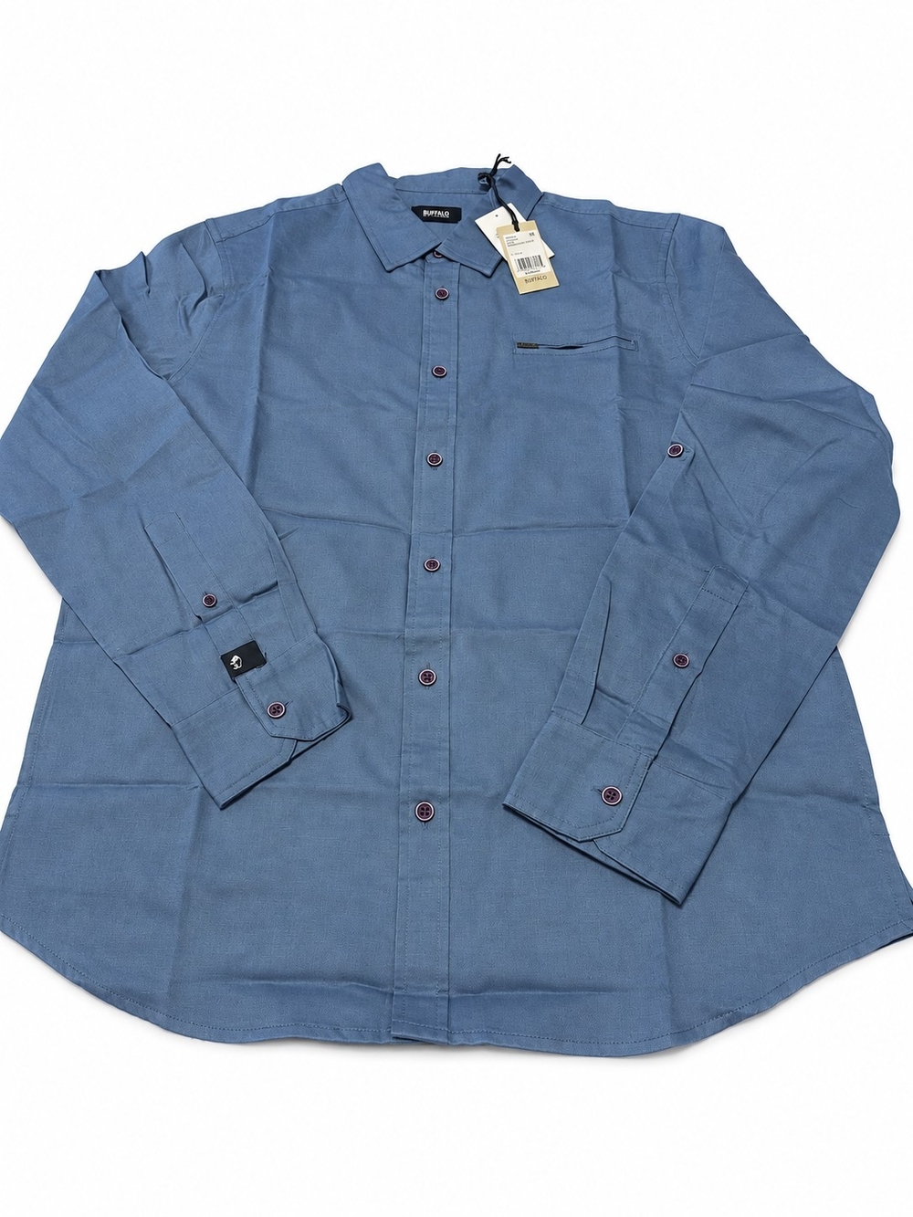 Buffalo David Bitton Men's Slate Blue Long-Sleeve Button-Down Shirt